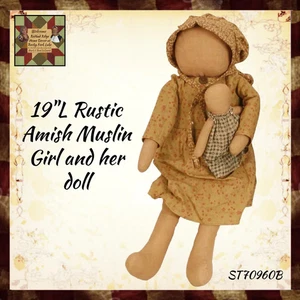 Rustic Amish Muslin Girl with Doll - Picture 1 of 1
