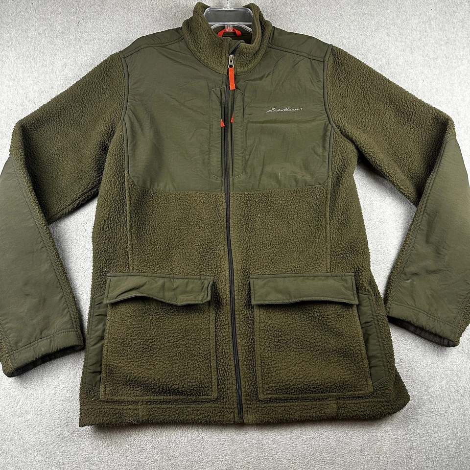 Chaqueta Eddie Bauer Para Hombre Alta Grande Verde Sherpa Vellón Cremallera Completa Bolsillos a Presión Foto 1 de 4