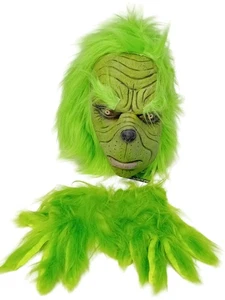 THE GRINCH Fancy Dress Costume HALLOWEEN & CHRISTMAS Mask and Gloves Set TMK - Picture 1 of 6