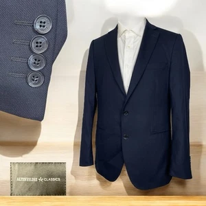 Altinyildiz Sport Coat Mens 38R Navy Blue Solid Polyester Double Vented - Picture 1 of 8