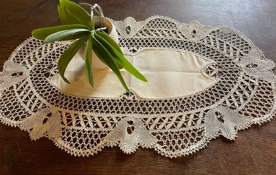 FUSI DA TAVOLO IN PIZZO - Bobbin pizzo - inizio XX - Lino ecru -H1 - Immagine 1 di 3