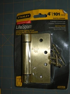 "Bisagra de puerta comercial Stanley con cierre automático 53-0779 4x4"" latón satinado nuevo en stock envío gratuito" - Imagen 1 de 4