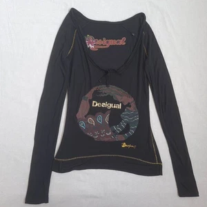 Desigual Womens Blouse Size XS Viscose Lightweight Drawstring Long Sleeve Top - Picture 1 of 20
