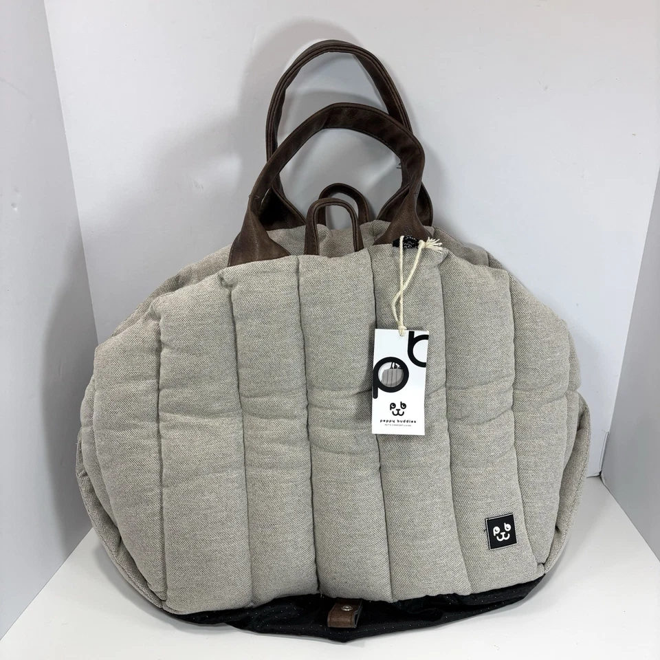 NWT Peppy Buddies Small Pet Dog Cat Carrier Bag Gray Brown Handles Org. $148 - Image 1 of 4