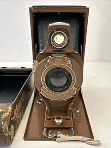 Vtg. 1930s Art Deco Rose Kodak Rainbow Hawkeye Vest Pocket Folding Camera - Picture 1 of 8