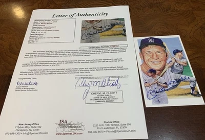 Mickey Mantle Signed Auto 1991 Legends Postcard New York Yankees JSA - Image 1 of 2