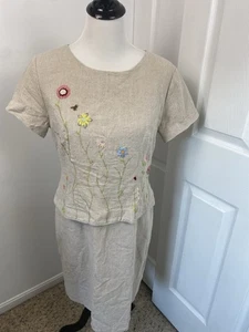 Vintage 90’s Size 10 Dress Linen Rayon CottageCore GrannyCore Positive Attitude - Picture 1 of 15