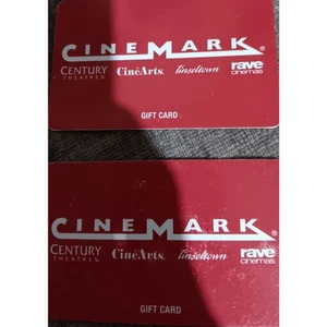 Cinemark Girftcards 20.00 total 2 @ $10 eachRave Cinemas  - Picture 1 of 2