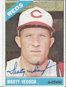 MARTY KEOUGH CINCINATTI REDS 1966 SIGNED AUTOGRAPH CARD W/COA - Picture 1 of 1