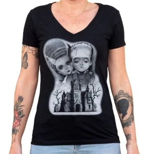 Black Market Art Lil Couple Young Frankenstein & Frankenbride Tee S-M-L-XL-XXL - Picture 1 of 4