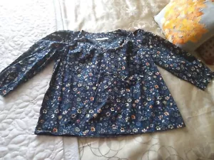 More than Yesterday Dark Blue Florals Blouse Size 14 - Picture 1 of 8