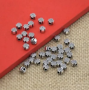 50pcs Celtic Cross Prayer Spacer Charm Beads Silver 6x6.2mm DIY Jewellery - Picture 1 of 4