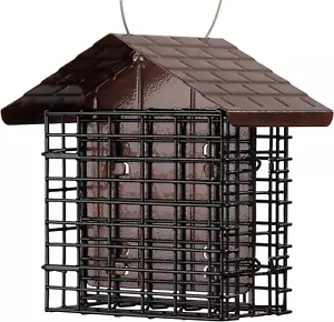 Double Suet Cage Bird Feeder, Metal Roof, Holds 2 Suet Cakes - Picture 1 of 7