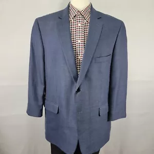 Club Room Men's Sport Coat Blazer Two Button Blue Basket Woven Poly Blend 48R - Picture 1 of 16