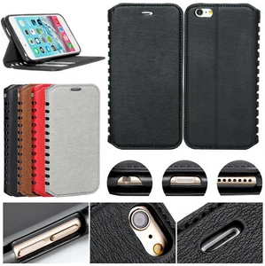 NEW DESIGNER STYLISH LEATHER FLIP SLIM WALLET STAND CASE COVER FOR MOBILE PHONES - Picture 1 of 16