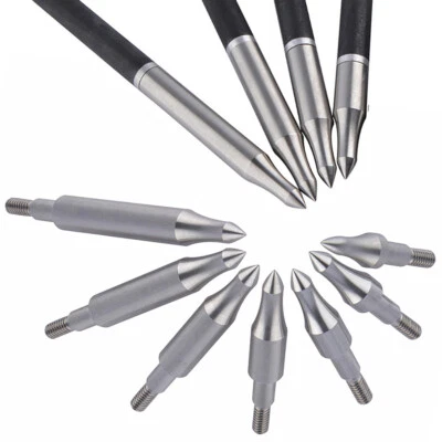 12pcs 75-300gr Archery Arrowheads Screw Points Broadheads Steel Tips Bow Target - Image 1 of 4