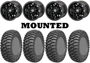 Kit 4 AMS M1 Evil Tires 28x10-14 on Moose 416X Matte Black Wheels HP1K - Picture 1 of 5