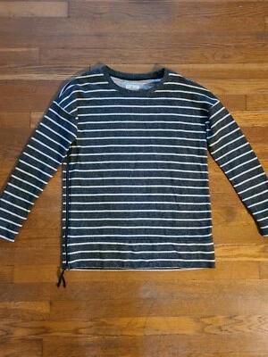 Lou & Grey女式灰色和白色条纹运动衫S大码  — 第 1/4 张图片