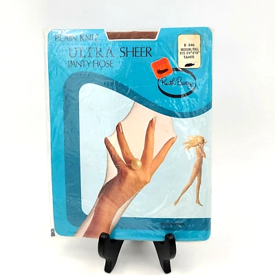 复古 Ruth Barry 尼龙超透明素色针织长袜大溪地 Med B 346 NOS — 第 1/4 张图片