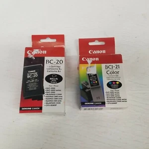 Genuine Canon BC-20 Black Ink & BCI-21 Color Ink Cartridges, New - Picture 1 of 5