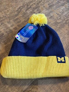 New NIKE MICHIGAN YOUTH football beanie pattern two toned hat cap A13 - Picture 1 of 4
