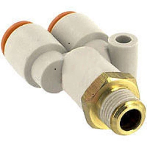 SMC 1/4 Pneumatic Push Lock Tubing Fitting KQ2U07-34S Male Branch Y x 1/8 pipe