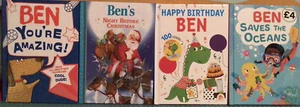 Personalised Story Book Set Ben You’re Amazing Happy Birthday Ben Xmas x 4 HB - Picture 1 of 8