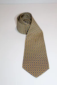 Polo Ralph Lauren Geometric Silk Tie Yellow Blue Handmade ITALY 54" x 3.5" - Picture 1 of 5
