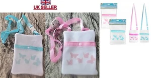 PEG BAG SHOULDER STRAP LAUNDRY BUTTERFLY PRINT 27.5 x 21cm MESH PINK BLUE HOME - Picture 1 of 6