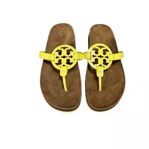 NWOB Tory Burch Miller Cloud Sandals - Yellow Leather Thong Sandals 8.5 - Picture 1 of 6