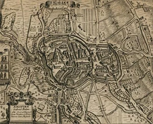 ST. GALLEN - Vogelschau - Bodenehr - Kupferstich um 1720 - Picture 1 of 2