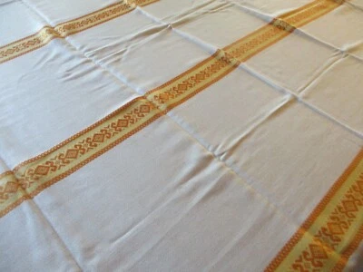 Nappe N°342 en dralon beige orange 139 x 189 cm Bon état  vintage - Photo 1/4
