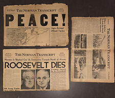 NORMAN TRANSCRIPT PEACE WORLD WAR 2 NEWSPAPER LOT 1945 V-E DAY SPECIAL