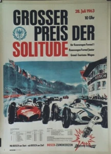"GROSSER PREIS DER SOLITUDE 1963" Affiche originale entoilée Offset PB 64x88cm - Picture 1 of 1