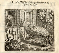 Antique Emblem Print-WOLF-SHEEP-Vondel-Geraerts-1720