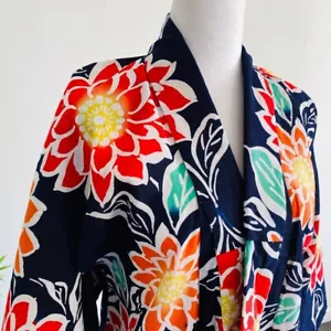 Navy Happiness Vintage Cotton Japanese Yukata Summer Kimono Robe Anime Costume - Picture 1 of 8
