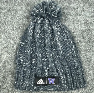 University Of Washington Huskies Gris Invierno Pom Cable Tejido Gorro OSFM Nuevo - Imagen 1 de 2