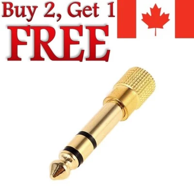 1/4" 6.35mm Male to 3.5mm 1/8" Audio Jack Stereo Aux Headphone Adapter - Image 1 of 4