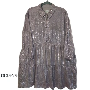 Anthropologie The Bettina Tiered Shirt Dress by Maeve Mini Sequin Edition XL! - Bild 1 von 14