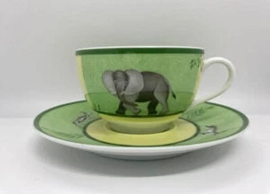 Hermes Africa Series Tea Cup Saucer Green Porcelai Brand New Saucer 5.5" - Picture 1 of 8