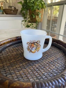 Anchor Hocking Fire King Tiger Coffee Mug Milk Glass ESSO EXXON Made In USA - Picture 1 of 3