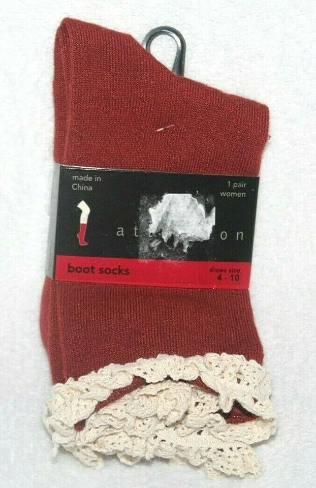 Calcetines bota Attention para mujer rojos/marrones/blancos talla 4-10/1 par  Foto 1 de 1