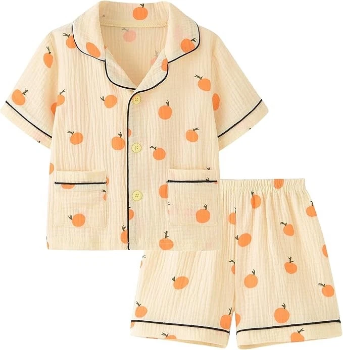 Conjunto de pijama clássico feminino BINIDUCKLING, laranja, tamanho 12Y - Imagem 1 de 4