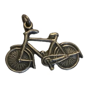 Small Sterling Silver Detailed Bicycle Bike Charm Vintage 3/4” - Picture 1 of 10