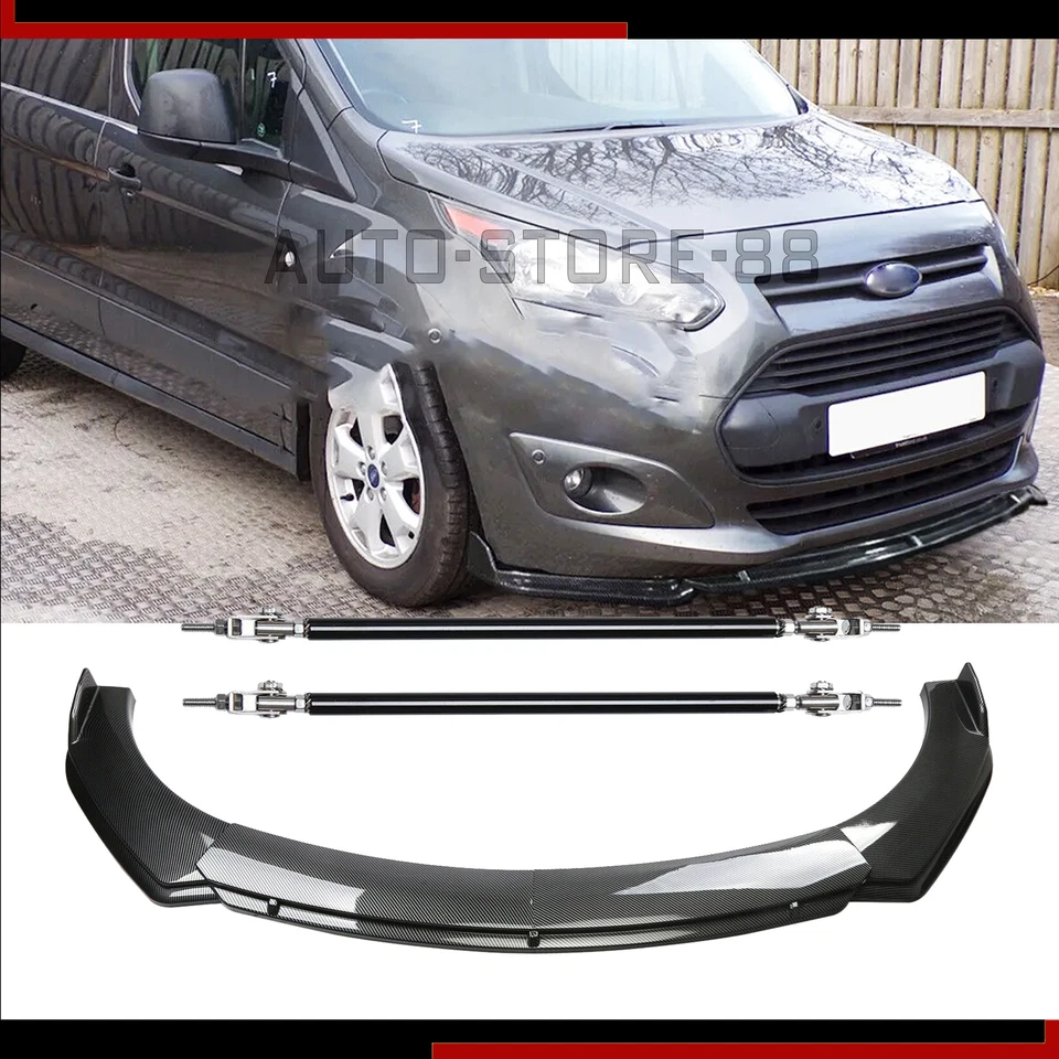 Kit de carrocería de alerón labial de parachoques delantero estilo fibra de carbono para Ford Transit Connect Foto 1 de 4