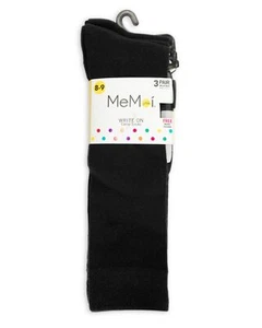 Write On Camp Kids Cotton Blend Knee High Socks 3-Pack Black 11-13 - Picture 1 of 6