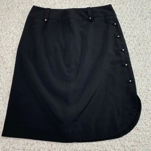 Larry Levine Womens Skirt sz 8 Black A Line Button Detail Lightweight Stretch - Picture 1 of 12