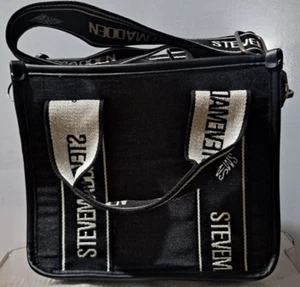 Steve Madden Black Denim Bwebber Crossbody Satchel Purse - Picture 1 of 7