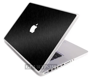 BLACK BRUSHED TEXTURED Vinyl Lid Skin Decal fits Apple G4 Powerbook 15" Laptop - Picture 1 of 1