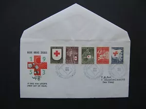 NETHERLANDS, E14 cover FDC 1953, Red Cross blood transfusion nurse flag - Picture 1 of 2